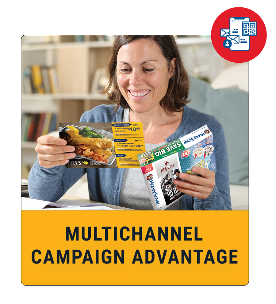 customer opening money saver envelope to read joeys flyer